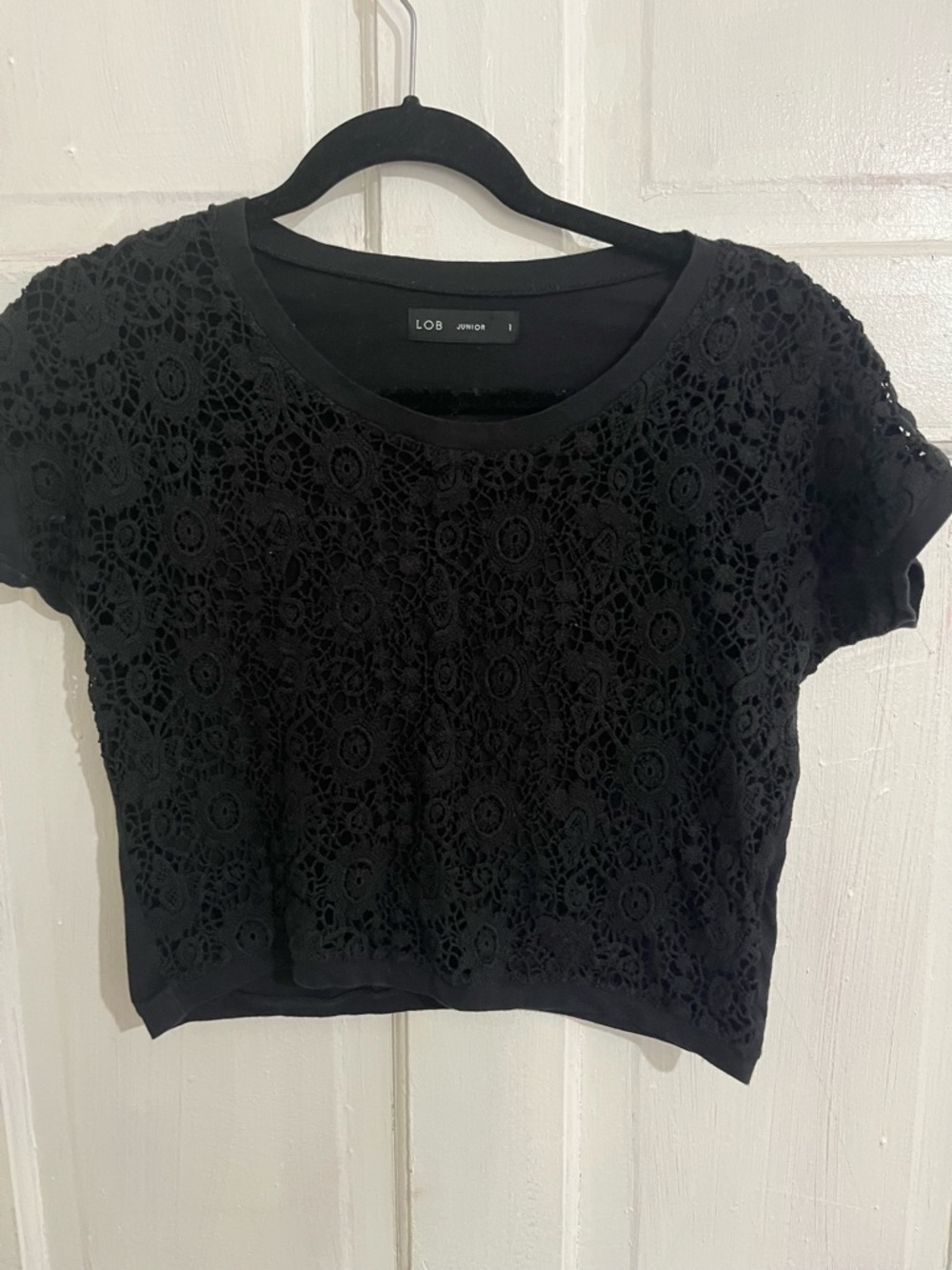 Black Knit Short Sleeve Top
